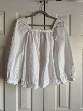 J. Crew White Square Neck Peasant Blouse 16 XL